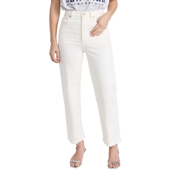 Levi's Denim - Levi's 'Ribcage' White Cotton Straight Ankle Jeans Size 26 NWT